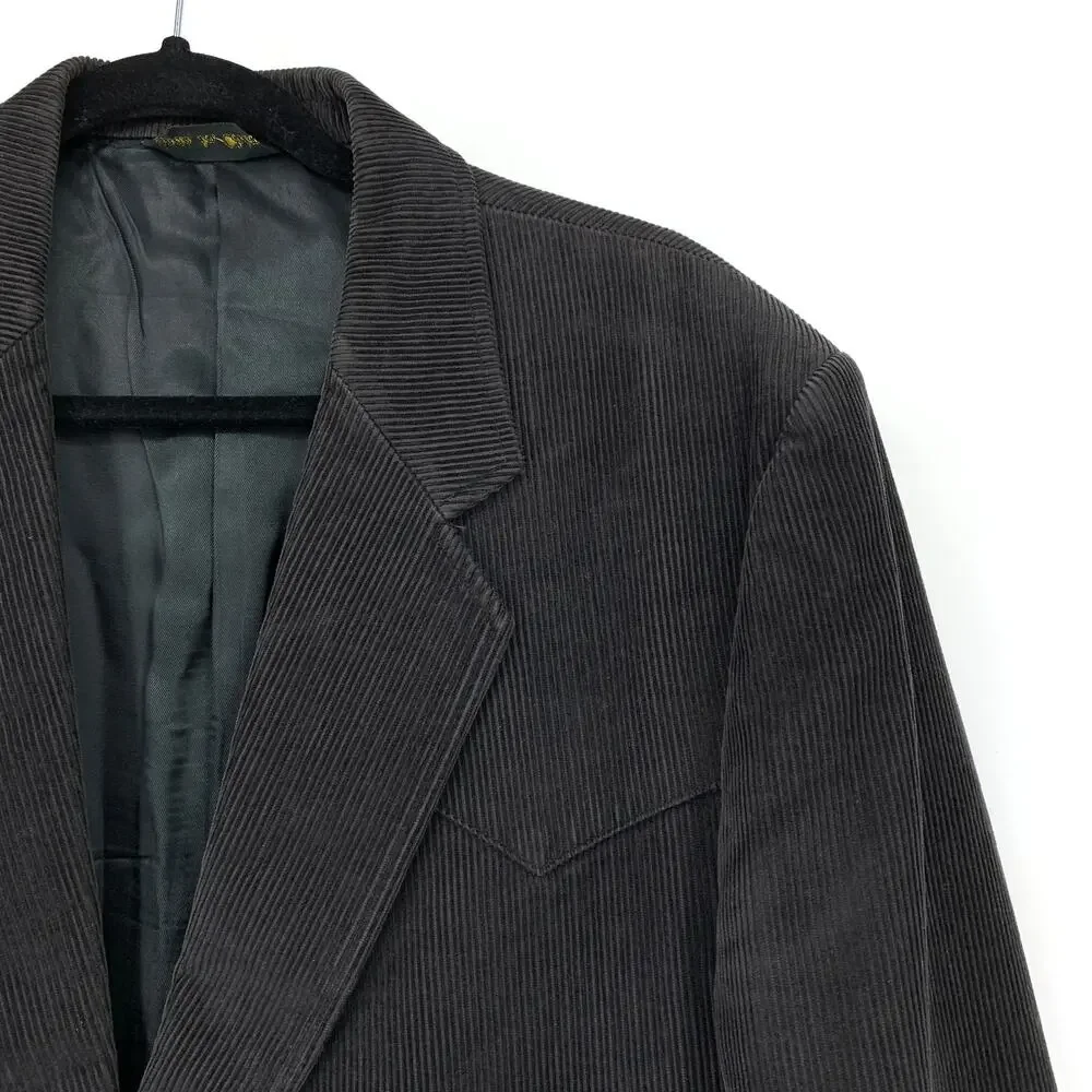 Vintage Sheplers Corduroy Western Blazer Jacket Mens Sz 46R Black